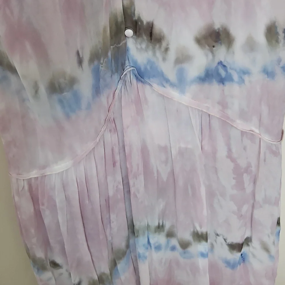 Young Fabulous & Broke Tie Dye Pink and White Sleeveless V-Neck Maxi Sundress XL - Picture 11 of 14